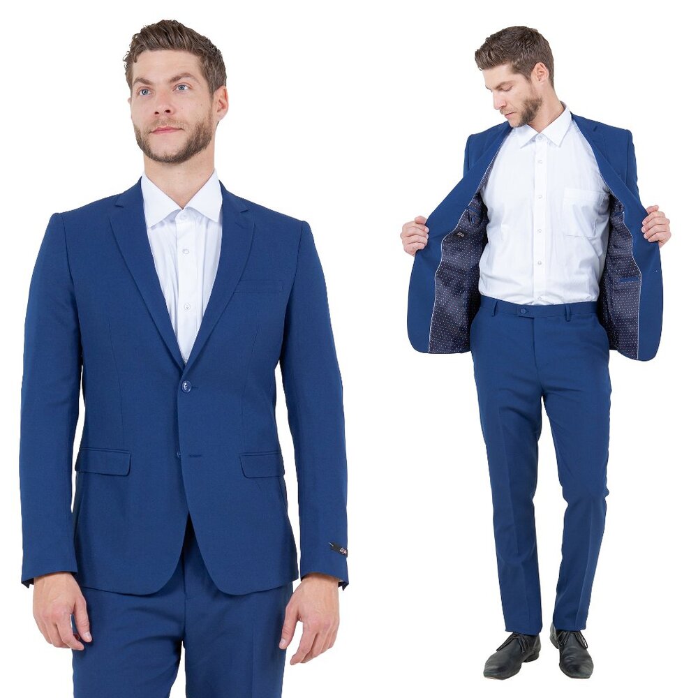Vitto's Premium Polyester 2pc Mens Suit, Blue